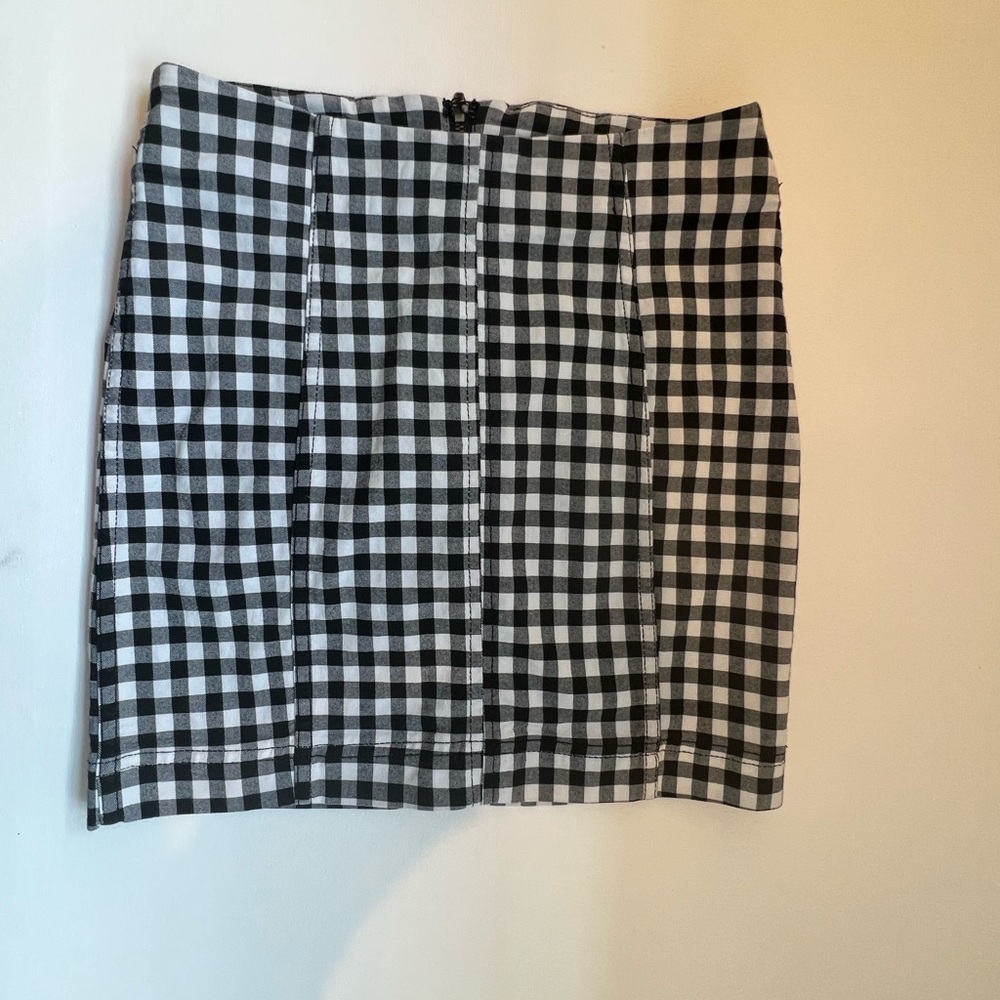 Free People Black checkered mini skirt size 0